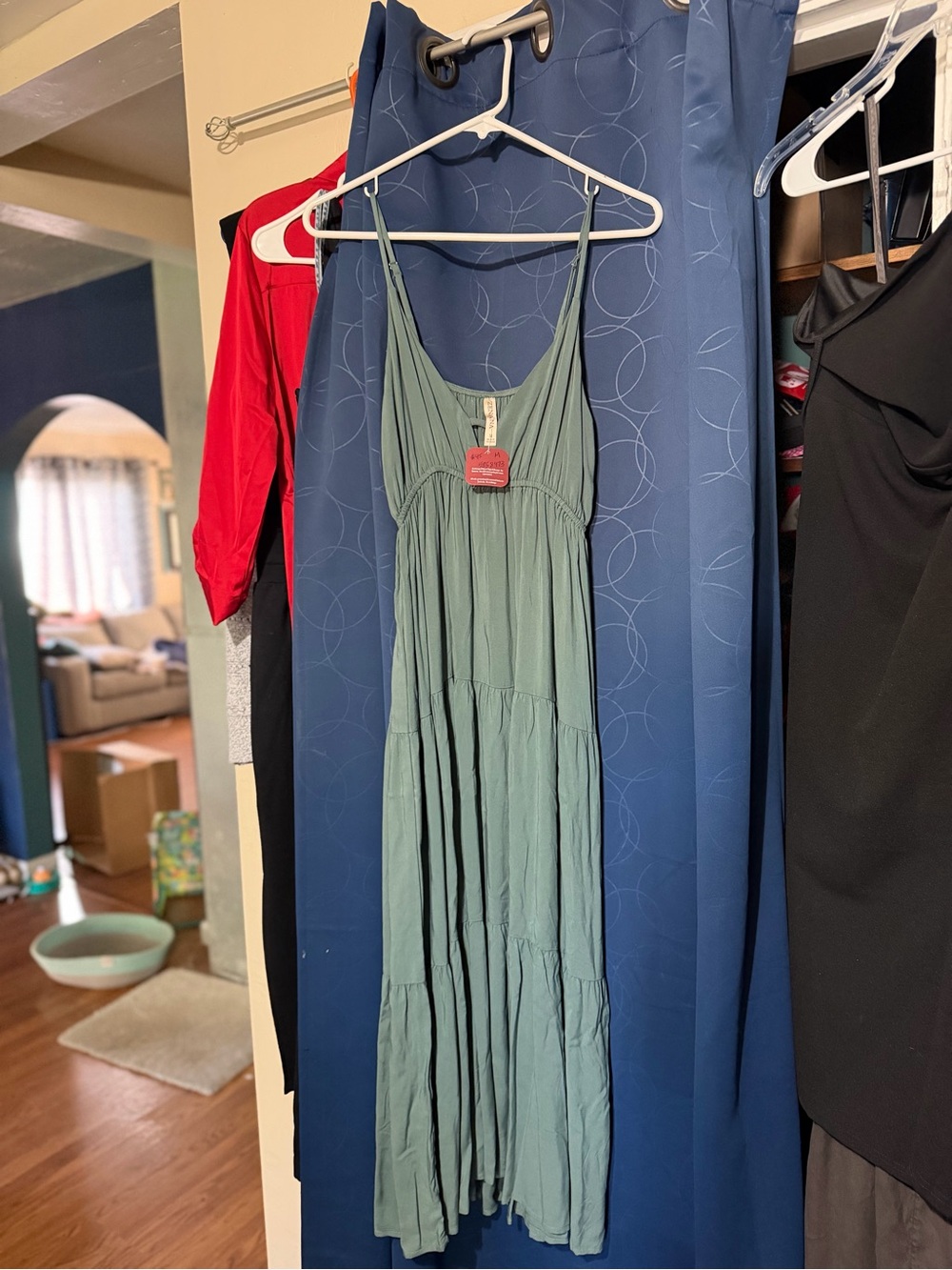 Zenana Outfitters Sage Green Tiered Maxi Slip Dress